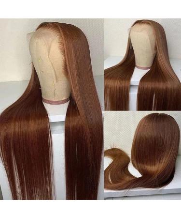 ZLIKE Brown Straight Hair 13x4 HD Lace Front Wigs Human Hair Pre Plucked Hairline with Baby Hair Glueless Lace Frontal Wigs Brazilian Virgin Straight Human Hair Wigs For Women 28inch 28 Inch 13x4 Lace Frontal Wig Brown C...