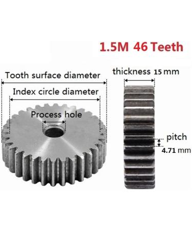Buy MKSIWSA 1.5m 46 Teeth MOD1.5 Cylindrical Spur Gear - Industrial Pinion Gear 15mm Thickness International Shipping - Buy Online on GoSupps.com