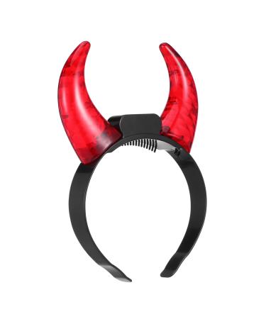 Abaodam 1pc Demon Horn Headband Animal Head Bands Red Horn Headband Halloween Headband for Women Glowing Devil Headpiece Interesting Costume Headdress Prop Luminous Hairband Party Hairband