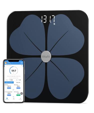 Vitafit Smart Body Fat Weight Scale for Body Composition Monitors, Over 20Years Weighing and Analyzer Professional, Digital Wireless Bathroom Scale for BMI Fat Water Muscle with App,400lb, Black ITO Bluetooth