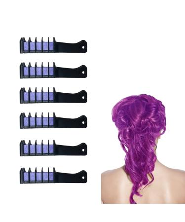 6 Colors Hair Chalk for Girls, Temporary Hair Coloring Products for Kids, Gifts for 6 7 8 9 10 11 Year Old Girl Gift Ideas, Birthday Gift Halloween Christmas Cosplay DIY Children's Day Party Gifts. (6 Colors, Purple) 6 Colors Purple