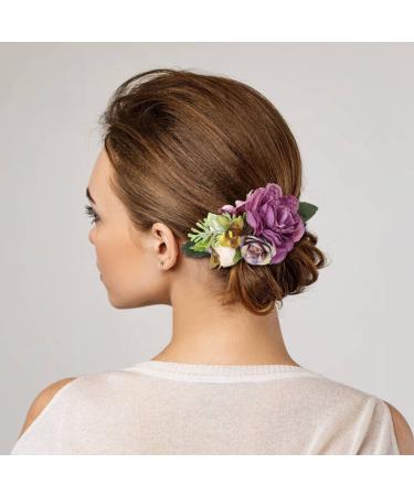 Cinaci 4 Pack Pink Flower Metal Hair Combs Slides with Big Rose Floral - Wedding Bridal Hair Accessories for Women - Buy Online on GoSupps.com