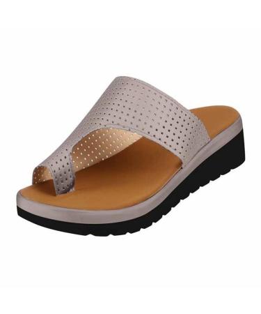 Foot correction wedge heel flip flops bunion splints leisure sandal toe separator for toe corrector bunion corrector toe flat iron plat 5.5 Grey