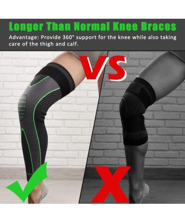 Beister Compression Leg Sleeves with Elastic Straps - Extra Long Knee Braces for Men & Women - Grey XXL - Buy Online on GoSupps.com