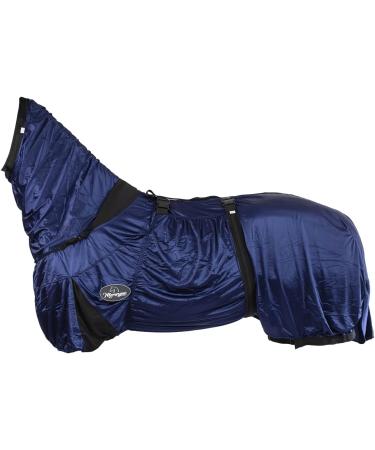 Marengos Eczema Ceiling Horse Blanket 125cm | Neck & Abdomen Protection | Insect-Resistant Fine-Meshed Fabric | Night Blue Outdoor Blanket with Double Front Closure - Buy Online on GoSupps.com