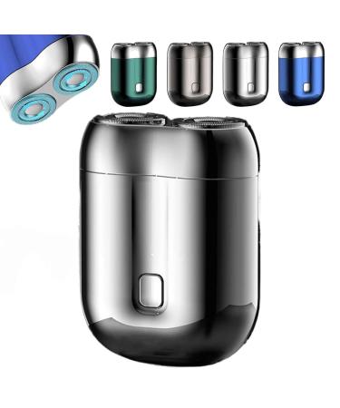 2024 New Upgrade Pocket Shaver USB Mini Shavers for Men IPX6 Waterproof Compact Electric Shaver Electric Mini Portable Razor Double Head Razor for Home Car Travel (Silver)