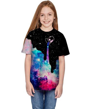 Kids Boys Teen Girls Summer T-Shirt Print Blouse | Casual 3D Top | Shelf Bra | Black | Size 7-8 Years - Buy Online on GoSupps.com