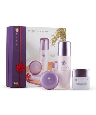 Tatcha Protect and Prime Trio | Pore-Blurring Liquid Silk Canvas Mini Silk Powder and Mini Silk SPF ($103 Value)