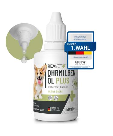 Reavet ear mite oil plus 50ml immediately effective remedy for dogs - against ear mites with chamomile for dogs gentle care for itching in the ear ear drops mites ear cleaners - Buy Online on GoSupps.com