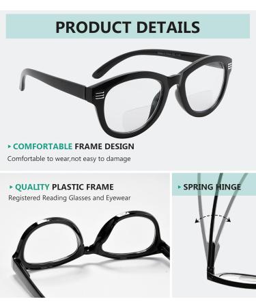 Eyekepper 4-Pack Cat-Eye Bifocal Reading Glasses for Women - +3.00 Diopter Clear Lens Readers - Buy Online on GoSupps.com