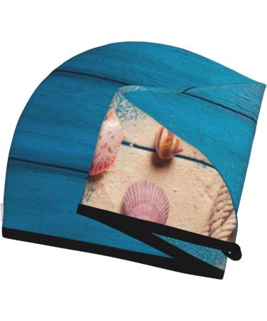 Soft Microfiber Hair Towel Wrap - Shells & Starfish Design Quick Dry Super Absorbent Coral Velvet for Long Curly & Thick Hair - Buy Online on GoSupps.com