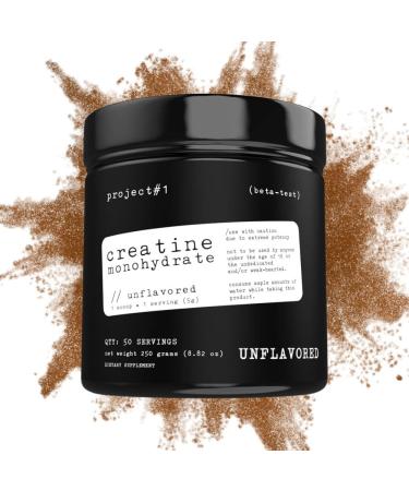 Project #1 Creatine Monohydrate Powder Premium Performance & Recovery Supplement for Men & Women - Muscle Builder & Strength Enhancer - Unflavored - 5000mg per Serving - 50 Servings