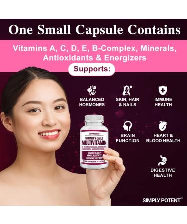 Women's Multivitamin with 37 Essential Vitamins & Minerals - Hair, Skin, Nails, Energy, and Immune Support - 60 Capsules - Buy Online on GoSupps.com