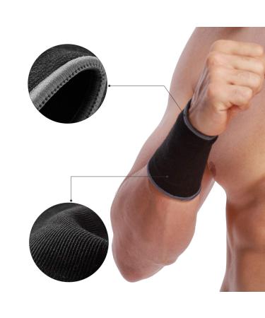 NeoTech Care Wrist Band - Elastic & Breathable Knitting for Tennis & Gym - Black (Size S 1 Pair) | International Shipping Available - Buy Online on GoSupps.com