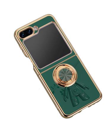 Tivenfezk nadoli for samsung galaxy z flip 5 astronaut hidden stand shell caricature ultra thin coating galvanized 360 ring stand soft silicone scratch -resistant cell phone case protective cover samsung galaxy z flip 5 green