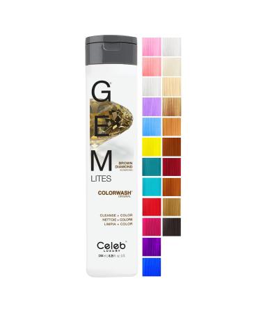 Celeb Luxury Colorwash Color Depositing Shampoo + Bondfix Bond Rebuilder  Semi Permanent Hair Color  Vegan Hair Dye  Viral and Gem Lites Gem Lites Brown Diamond Colorwash