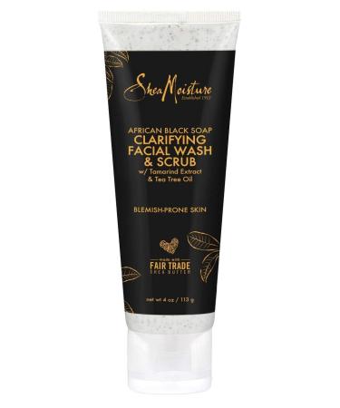 SHEA MOISTURE African Black Soap Facial Wash & Scrub 4 Ounce (Pack of 2)