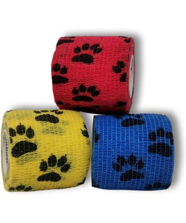 Lisacare Self-Adhesive Elastic Bandage 5cm x 4.5m | 3-Set Colorful Paws for Humans & Animals - Buy Online on GoSupps.com