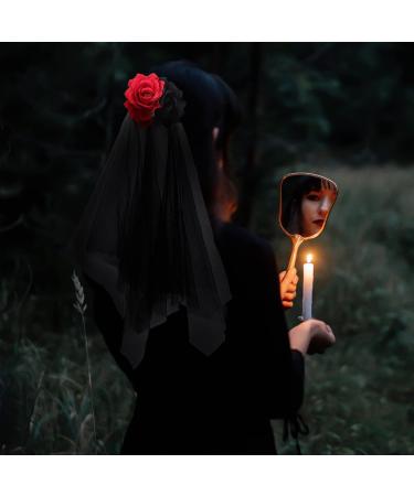 DEARMAMY Halloween Veil Black Rose Veil Wedding Veil Short for Women Girls Hair Decoration Headband Headwear Costume - Buy Online on GoSupps.com