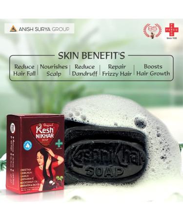 Kesh Nikhar Advanced Formula Soap Solid Shampoo Bar | Natural Hair Care & Dandruff Relief | Amla Reetha Shikakai Coconut Oil | Pack of 6 - 100g Each - Buy Online on GoSupps.com