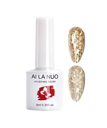 Glitter Gel Nail Polish 8ML Gold Glitter Gel Nail Polish Soak Off UV Gel Shimmering Gold Glitter Nail Polish DIY Nail Art Starter Manicure Nail Varnish for Women