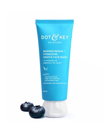 Dot & Key Hydrating Gentle Face Wash | Ceramide Face Cleanser | For Dry Normal & Sensitive Skin | Unisex | 3.38 fl oz (100 ml)