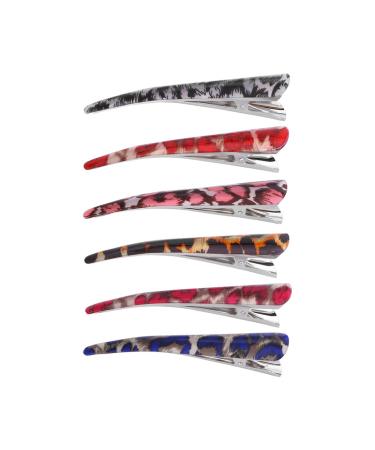 Lurrose 6-Piece Large Duck Beak Hair Clips - Leopard Pattern Alligator Clips for Women & Girls - Random Colors - Stylish & Durable Hair Accessories - Buy Online on GoSupps.com