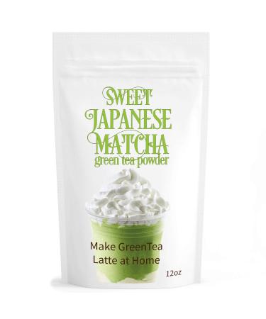 Sweet Japanese Matcha Latte Green Tea Powder Mix - 12oz Homemade Green Matcha Tea Latte or Frappe