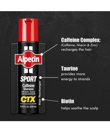 Alpecin CTX Sport Men's Biotin Shampoo 8.45 fl. oz (Pack of 3) - Caffeine, Niacin, Castor Oil, Taurine for Healthy Hair Growth & Thickening - Ideal for Active Lifestyle - Buy Online on GoSupps.com