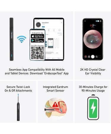 Parrotism Wireless Otoscope with 6 LED Lights 2K HD Camera - Ear Wax Removal Kit for iPhone and Android - Safe Cleaning Tool for Adults, Kids, and Pets - Buy Online on GoSupps.com