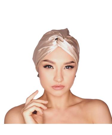 MATASSE Silk Bonnet for Sleeping and Hair Care - Bed Hair Accessory  Made of 22 Momme  A-Grade Mulberry Silk  Hair Bonnet  Bonnets for Women (Champagne)