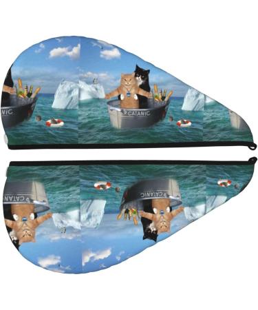 Hair Towel Wrap - Quick Drying Towel Turban with Button | Two Brave Cats Design - Buy Online on GoSupps.com
