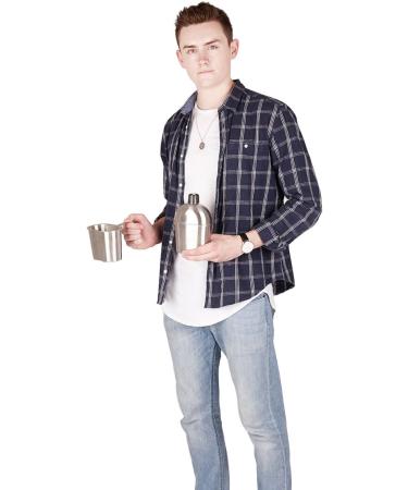 Goetland Stainless Steel WWII US Military Canteen Kit 1QT with 0.5QT Cup and Nylon Cover - Buy Online on GoSupps.com