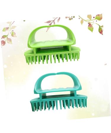 Plafope 2-in-1 Hair Shampoo Brush & Massager - Green Hair Scalp Cleaner for Miniatures & Dolls House | Adult Size 11x6cm - Buy Online on GoSupps.com
