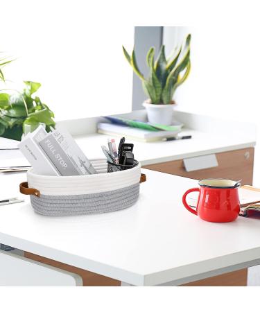 HLWDFLZ Bathroom Countertop Organizer Basket - Cotton Rope Woven Storage Basket for Bathroom, Bedroom, Living Room, Entryway - White/Gray - Buy Online on GoSupps.com
