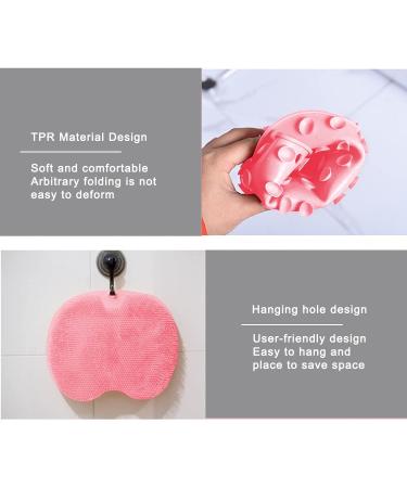 Silicone Shower Brush with Suction Cup | Exfoliating Body Scrubber for Shower | Long Bristles for Wet/Dry Brushing | Pink | 30x25cm - Buy Online on GoSupps.com