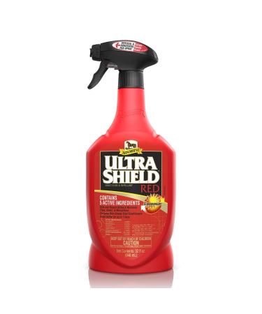 Absorbine UltraShield Red Fly Spray  Insecticide and Repellent for Horses & Livestock  Stays Active Up to 7 Days  32oz Quart Spray Bottle