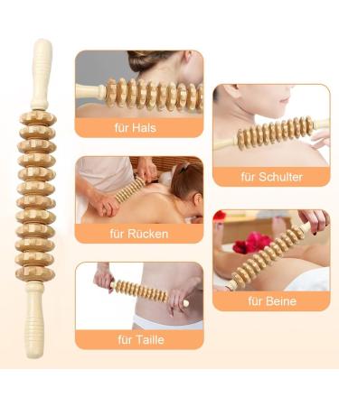 Natural Wooden Massage Roller Anti-Cellulite Device for Body Legs & Neck Scooter Handle Accessory for Effective Massage - Buy Online on GoSupps.com