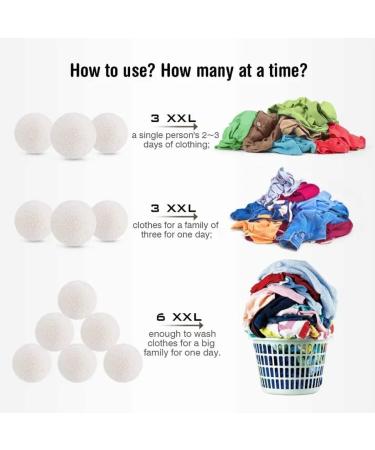 Wool Dryer Balls Tumble Dryer Balls Pack of 6 XL- Fabric Softening Handmade Reusable Organic Wool Laundry Balls Reduce Drying Time Noise Wrinkles Free with No Bad Odor Grey + Pink - Buy Online on GoSupps.com