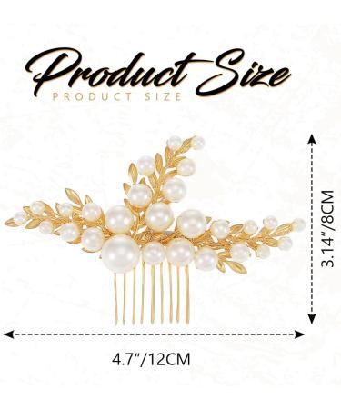 Handcess Bridal Wedding Hair Comb Gold Pearls Hairpiece Leaf Bridal Side Combs Wedding Hair Accessories for Women and Girls - Buy Online on GoSupps.com