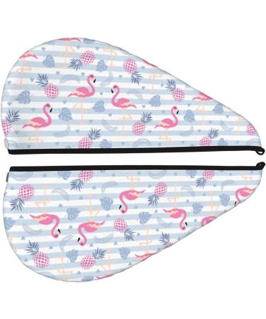 Quick-Dry Hair Towel Wrap | Button Turban for Fast Hair Drying | Flamingo & Pineapple Print - Buy Online on GoSupps.com