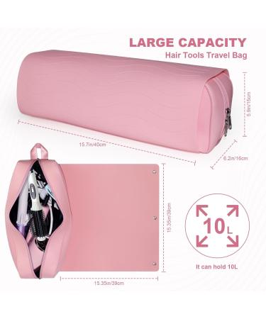 Travel Hair Tools Bag with Silicone Heat Mat Portable 2 in 1 Organizer for Flat Irons Curling Irons & Hair Dryers Essential Travel Accessories for Women (Pink - Buy Online on GoSupps.com