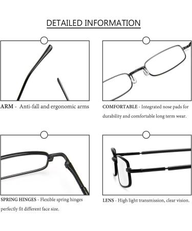 Metal Frame Portable Spring Hinge Reading Glasses - 2 Pack +2.0 | Stylish & Durable Eyewear for All - Buy Online on GoSupps.com