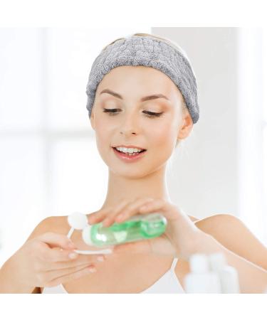 3-Pack Spa Facial Headbands - Terry Cloth Hairbands for Makeup, Washing & Yoga - Black, White, Light Grey - Buy Online on GoSupps.com