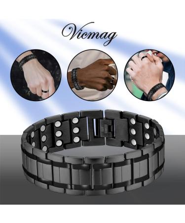 VicMAG 3x Magnetic Hardship Men - Lymphatic Drainage Titanium Steel for Arthritis | Adjustable Magnet Health with Free Tool & Gift Box - Black - Buy Online on GoSupps.com