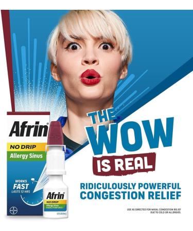 Afrin No Drip Allergy Sinus Nasal Spray - Fast and Powerful Nasal Decongestion From Allergies, 15mL - Buy Online on GoSupps.com