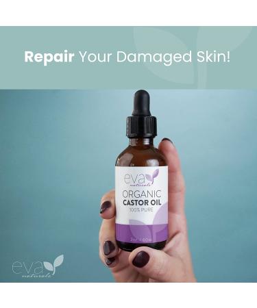 Eva Naturals Organic Castor Oil (60ml) - Promotes Hair, Eyebrow, and Eyelash Growth | Diminishes Wrinkles | Hydrates Skin | 100% Pure Cold Pressed - 2 Fl Oz - Buy Online on GoSupps.com