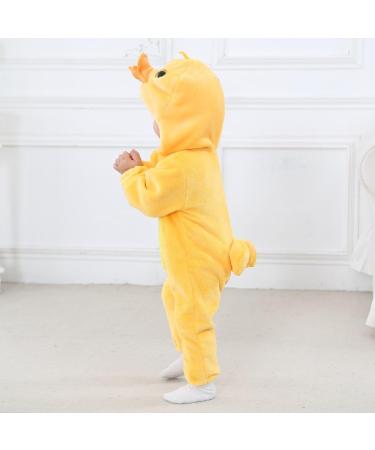 COOKY.D Baby Hooded Rompers | Winter Flannel Jumpsuit Pajamas | 24-30 Months | Duck Design - Buy Online on GoSupps.com