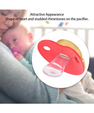 Personalized Bling Pacifier | Shiny Heart Shape Rhinestone Nipple | Perfect Newborn Gifts (Red) - Buy Online on GoSupps.com