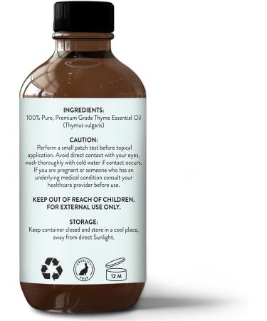 Thyme Essential Oil for Diffuser & Aromatherapy | Natural Undiluted Therapeutic Oil for Skin | Premium Grade 4 Fl Oz with Glass Dropper - Buy Online on GoSupps.com